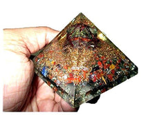 Load image into Gallery viewer, Jet Mix Gemstone Labradorite Merkaba Chakra Orgone Pyramid Crystal Gemstones Copper Metal Mix Rare Healing Positive Energy Tetrahedron Sacred Geometry Memory
