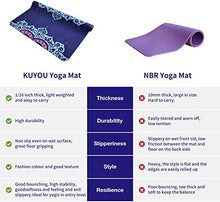 Load image into Gallery viewer, KUYOU Yoga Mat Foldable 1/16 Inch Thick Non-Slip Travel Yoga Mat Cover Pad Sweat Absorbent and Soft Lightweight Exercise Workout Mat with 96 inch Stretch Band Strap for Yoga Pilates and Fitness
