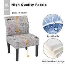 Load image into Gallery viewer, mecor Modern Armless Accent Chairs Set of 2, Upholstered Fabric Dining Chairs w/Solid Wood Legs for Dining Living Room Sofa (Letter-Print, Beige)
