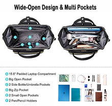 Load image into Gallery viewer, Laptop Backpack Women Teacher Backpack 15.6 Inch Womens Work Bag Purse Water-Resistant Business Travel Backpack with USB Charging Port, Luggage Strap, Anti-Theif Pocket, Tablet Pocket (Black)
