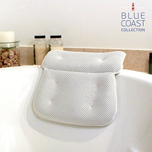 Load image into Gallery viewer, Blue Coast Collection–Bath Pillow for Tub with Konjac Sponge–Large Size for Bathtub, Hot Tub, Jacuzzi, and Home Spa–Non-slip Luxury Support for Head, Neck, Back and Shoulders, 6 Strong Suction Cups
