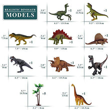Load image into Gallery viewer, TEMI Dinosaur Toy Figure w/ Activity Play Mat &amp; Trees, Educational Realistic Dinosaur Playset to Create a Dino World Including T-Rex, Triceratops, Velociraptor, Perfect Gifts for Kids, Boys &amp; Girls
