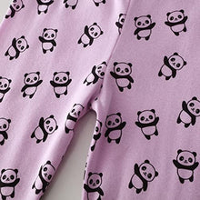 Load image into Gallery viewer, Pajamas for Girls Cute Purple Pandas Sleepwear Little &amp; Big Kids Short Sleeve Loungewear PJ Clothes 3PCS Set Size 7
