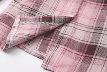 Load image into Gallery viewer, Little Girls Long-Sleeve Flannel Shirt Casual Button Up Buffalo Plaid Long Shirts, Long-Pink Plaid, 5-6 Years = Tag 130
