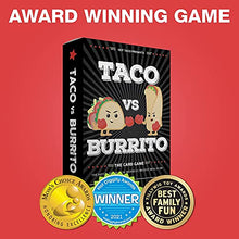 Load image into Gallery viewer, Taco vs Burrito + Foodie Expansion Bundle - The Wildly Popular Surprisingly Strategic Card Game Created by a 7 Year Old - Perfect Party Game for Kids, Teens, and Adults - 2-8 Players

