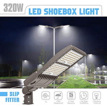 Load image into Gallery viewer, LED Parking Lot Lights 320W, DLC/UL 44800LM 5000K LED Shoebox Street Pole Lights[1000W HID/HPS Replacement] Outdoor IP65 Waterproof 110V 120V Commercial Area Road Lighting Slip Fitter
