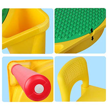Load image into Gallery viewer, burgkidz Kids 5-in-1 Multi Activity Table Set - Building Block Table with Storage - Play Table Includes 1 Chair and 128 Pieces Compatible Large Bricks Building Blocks - Green Baseplate/Yellow Color

