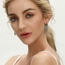 Load image into Gallery viewer, 925 Sterling Silver Family Tree of Life Created Emerald Drop &amp; Dangle Leverback Earrings
