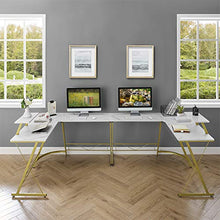 Load image into Gallery viewer, Mr IRONSTONE L-Shaped Desk 50.8" Computer Corner Desk, Home Gaming Desk, Office Writing Workstation with Large Monitor Stand, Space-Saving, Easy to Assemble（Laminate Marble）
