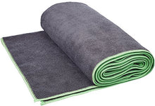 Load image into Gallery viewer, AmazonBasics Hot Yoga Mat Towel - 72 x 24 Inches, Grey And Green
