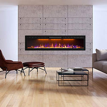Load image into Gallery viewer, Mystflame 72 inch Electric Fireplace - Ultra Slim Frame - in Wall Recessed &amp; Wall Mounted - Multicolor Flame - Log &amp; Crystal Hearth - 1500/750 Watt Heater - Remote Control &amp; Touch Screen- Timer
