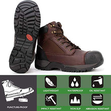 Load image into Gallery viewer, Montwell Mens work boots, 6" Composite Toe Waterproof Lightweight Work Boots for Men, Slip &amp; Puncture Resistant Safety EH Wide Working Shoes 2E-10.5 (CK-1126)
