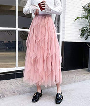 Load image into Gallery viewer, Femiserah Women's Long Rainbow A Line Tulle Tutu Skirts Tiered Skirt Petticoat (Tulle Pink)
