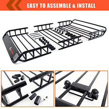 Load image into Gallery viewer, MeeFar Roof Rack Carrier Basket Universal Rooftop Cargo Carrier Basket 51" X 36" X 5" + Waterproof Cargo Bag 15 Cubic Feet (44" 34" 17"), and Cargo Net with Attachment Hooks, Ratchet Straps
