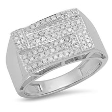 Load image into Gallery viewer, Dazzlingrock Collection 0.50 Carat (ctw) Sterling Silver Round Diamond Men's Micro Pave Wedding Band 1/2 CT, Size 10
