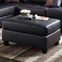 Load image into Gallery viewer, FlashBuy Sofa Sectional Sofa, L-Shape Faux Leather Sectional Sofa Couch Set with Chaise, Ottoman, 2 Toss Pillow Using for Living Room Furniture.（Black）
