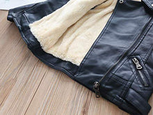 Load image into Gallery viewer, LJYH Children Collar Motorcycle Faux Leather Coats Kids Bomber PU Soft Leather Jackets Black 5-6yrs
