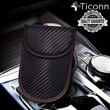 Load image into Gallery viewer, Faraday Bag for Key Fob (2 Pack), TICONN Faraday Cage Protector - Car RFID Signal Blocking, Anti-Theft Pouch, Anti-Hacking Case Blocker (Carbon Fiber Texture)
