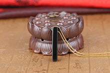 Load image into Gallery viewer, COAI Gold Plated Stainless Steel Obsidian Stone Bar Necklace
