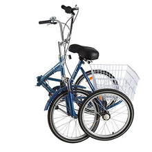 Load image into Gallery viewer, MOPHOTO Adult Folding Bike Tricycle 7 Speed 20 Inch Three Wheel Bike Cruiser Trike with Low-Step Through Frame/Large Basket/Adjustable Seat (Cool Blue, 20" Folding 7-Speed)
