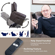 Load image into Gallery viewer, Harper&amp;Bright Designs Smoky Brown Wilshire Series Heavy-Duty Power Lift Recliner Chair, Built-in Remote and 2 Castors,
