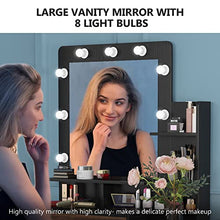 Load image into Gallery viewer, Tribesigns Vintage Vanity Table with Lighted Mirror, Vintage Makeup Dressing Table with Large Drawer and 3-Drawer Chest, Dresser Table for Women (Brown, Stool NOT Included) (Brown/Black)
