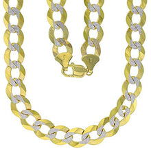 Load image into Gallery viewer, 14K Two Tone Solid Gold 13.50mm Cuban White Pave Diamond Cut Chain | 28" Necklaces | Italian Gold Cuban Necklaces for Men and Women
