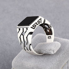 Load image into Gallery viewer, chimoda Mens Silver Ring with Black Onyx Stone in 925 Sterling Turkish Handmade Jewelry Men’s Rings (10)
