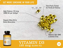 Load image into Gallery viewer, NatureWise Vitamin D3 5000iu (125 mcg) 1 Year Supply for Healthy Muscle Function, and Immune Support, Non-GMO, Gluten Free in Cold-Pressed Olive Oil, Packaging Vary ( Mini Softgel), 360 Count
