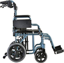 Load image into Gallery viewer, NOVA Bariatric Transport Chair with Locking Hand Brakes, Heavy Duty and Extra Wide Wheelchair with Removable &amp; Flip Up Arms for Easy Transfer, Anti-Tippers Included, 400 lb. Weight Capacity, Blue
