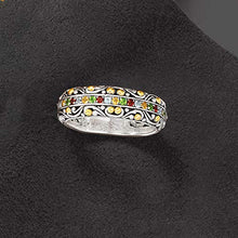 Load image into Gallery viewer, Ross-Simons 0.34 ct. t.w. Multi-Gemstone Balinese Ring in Sterling Silver With 18kt Yellow Gold. Size 10
