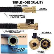 Load image into Gallery viewer, Riemex Expandable Garden Hose Black 75 FT [New 2020] Heavy Duty Water Hose - Triple Latex - Expanding Solid Brass Metal Fittings Connectors, Flexible Strongest 75FT, Black, P101
