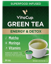 Load image into Gallery viewer, VitaCup Green Tea Pods, Enhance Energy &amp; Detox with Matcha, Moringa, B Vitamins, D3, Keto, Paleo, Vegan, Recyclable Single Serve Pod, Compatible with Keurig K-Cup Brewers,64 Ct
