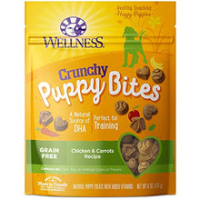 Load image into Gallery viewer, Wellness Puppy Bites Natural Grain Free Crunchy Puppy Treats, Chicken &amp; Carrots Recipe, 6-Ounce Bag
