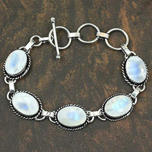 Load image into Gallery viewer, Moonstone Bracelet 925 Silver Overlay Handmade Vintage Style Jewelry for Women Mom Wife
