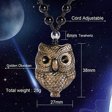 Load image into Gallery viewer, Jewever Golden Obsidian Owl Necklace Natural Stone Amulet Wellness and Wealth Gemstons Pendant for Men or Women
