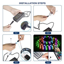Load image into Gallery viewer, Led Strip Lights Waterproof 16.4ft 5m Flexible Color Changing RGB SMD 5050 150leds LED Strip Light Kit with 44 Keys IR Remote Controller and 12V Power Supply
