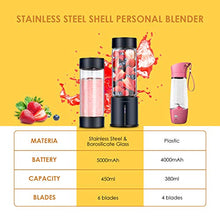 Load image into Gallery viewer, REDMOND Portable Blender 5000mAh USB Rechargeable Smoothie Blender with 16oz Glass Bottle Stainless Steel Shell for Smoothie Milk Shake Mini Travel Size - Black
