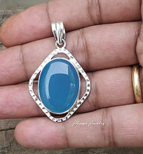 Load image into Gallery viewer, Blue Chalcedony Pendant 925 Sterling Silver Vintage Pendant Statement Jewelry Wedding Jewelry Birthday Gift Boho Vintage Style Unique Pendant Family Pendant New Style Jewellery Gifts Gor Her/Him
