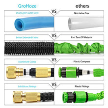 Load image into Gallery viewer, Lightweight Expandable Solid Brass Valve Connector Garden Hose with 10 Pattern Spray Nozzle - 100FT Black
