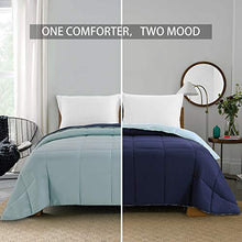 Load image into Gallery viewer, Reversible Lightweight Comforter - All Season Down Alternative Comforter Queen Summer Duvet Insert Blue Quilted Bed Comforters with Corner Tabs Full / Queen Size Navy / Light Blue
