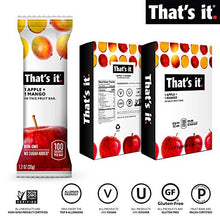 Load image into Gallery viewer, That's it. Apple + Mango 100% Natural Real Fruit Bar, Best High Fiber Vegan, Gluten Free Healthy Snack, Paleo for Children &amp; Adults, Non GMO No Sugar Added, No Preservatives Energy Food (12 Pack)
