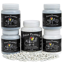 Load image into Gallery viewer, Rock Tumbler Grit Kit and Ceramic Tumbling Filler Media | Polly Plastics (4.5 Pounds Total Weight)
