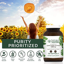 Load image into Gallery viewer, Natural Nutra Sunflower Lecithin 2000 mg, Phosphatidyl Choline, Brain Health, Reduce Clogged Ducts, Improve Liver Function, Memory Booster, Non-GMO, Gluten-Free Supplement, 120 Softgels (2 Pack)
