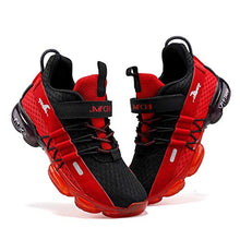 Load image into Gallery viewer, JMFCHI Boys Girls Kids' Sneakers Knitted Mesh Sports Shoes Breathable Lightweight Running Shoes for Kids Fashion Athletic Casual Shoes Black/Red Size 4
