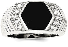 Load image into Gallery viewer, 925 Sterling Silver Mens Cubic Zirconia Cz Black Onyx Band Ring Size 9.00 Man Fine Jewelry For Dad Mens Gifts For Him
