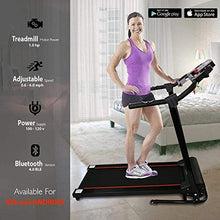 Load image into Gallery viewer, SereneLife SLFTRD18 - Smart Folding Compact Treadmill with Downloadable App &amp; Bluetooth connectivity

