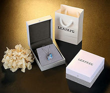 Load image into Gallery viewer, Leafael Wish Stone Pendant Necklace with Aquamarine Blue Birthstone Crystal for March and December, Silvertone, 18" + 2" Chain
