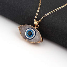 Load image into Gallery viewer, HUNO Classic Turkish Evil Eye Necklace Imitated Druzy Pendant Gold Plated Faith Protection Lucky Jewelry for Women and Girls Party Special Days-White Eye
