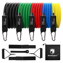 Load image into Gallery viewer, FITFORT Resistance Bands Set Exercise Bands - Workout Bands Stackable up to 150lb, Indoor/Outdoor Fitness Bands with Door Anchor &amp; Handles for Strength, Slim, Yoga, Home Gym Equipment for Men/Women
